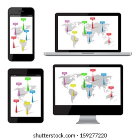 Isolated gadgets with infographics. EPS10 vector illustration.