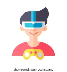 Hombre jugador aislado con ilustración de joystick Vector