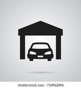 Isolated Garage Icon Symbol On Clean Background. Vector Car Element In Trendy Style.