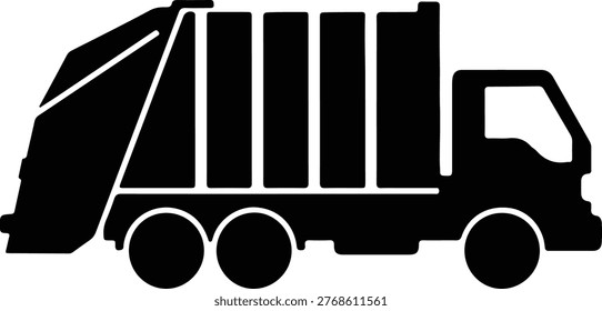Isolated garbage truck side view silhouette city service illustration vector