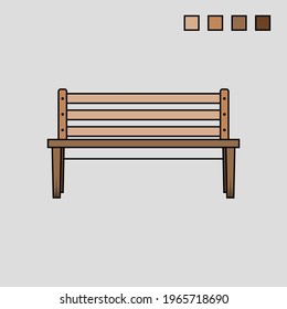 Isolated Garden 3D Modern Wood Bench Design - Vector
