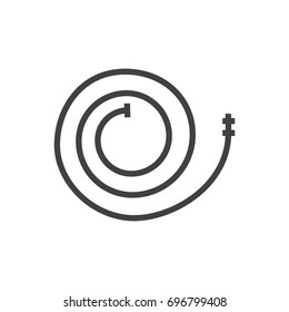 Isolated Garden Hose Outline Symbol On Clean Background. Vector Firehose Element In Trendy Style.