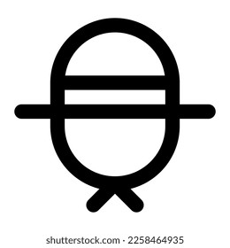 Isolated gardening hat in outline icon on white background. Farming, sun hat, straw hat, summer, spring