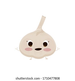 Isolated garlic cartoon. Healthy food cartoon - Vector
