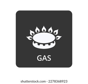 Isolated gas cooking symbol on black background.
