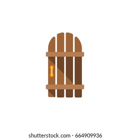 Isolated Gate Flat Icon. Wooden Fence Vector Element Can Be Used For Wooden, Fence, Gate Design Concept.