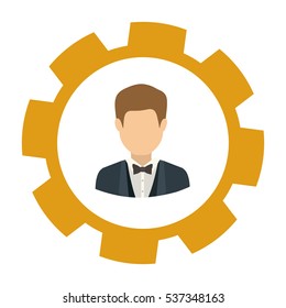 Isolated gear and businessman design