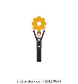 Isolated gear and businessman design