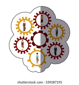 Isolated gear businesspeople design
