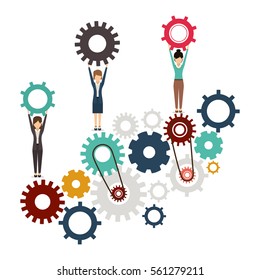 Isolated gear and businesspeople design