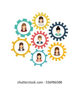 Isolated gear and businessperson design