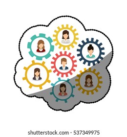 Isolated gear and businessperson design