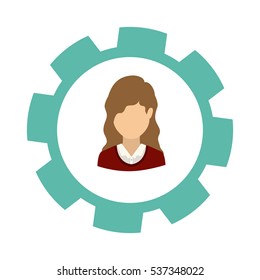 Isolated gear and businesswoman design