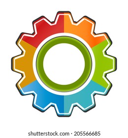 Isolated gear chart  icon six components 
