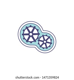 Isolated gear icon on white background. Icon of two gears