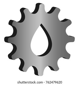 Isolated gear icon whit a drop on a white background, vecto rillustration