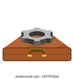 Isolated gear on a briefcase. Vector illustration design