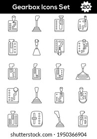 Icono O Símbolo De La Caja De Cambios Aislado Fijado En Estilo Lineal.