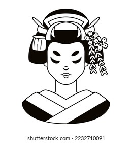 Ilustración vectorial de geisha asiática aislada