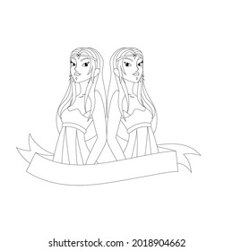 Isolated gemini female character zodiac sign Vector