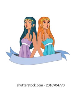 Isolated gemini female character zodiac sign Vector