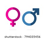 isolated gender, pink women and blue man symbols, icons flat, infographic, paperwork, vector design