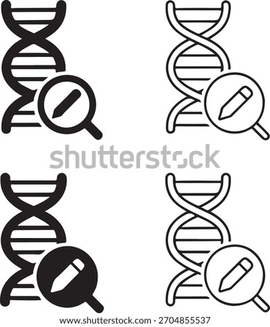 Isolated Genetic Engineering black vector icon, genetic, engineering, DNA, biotech, research, lab, modification, science, technology, buyer focused genetic design