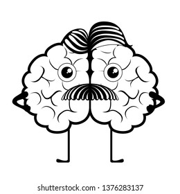 Isolated gentleman brain cartoon. Vector illustration design