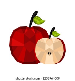 Isolated geometric apple cut. Low Poly. Vector illustration design