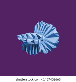 isolated geometric blue betta fish vector
