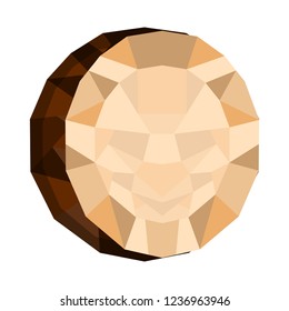 Isolated geometric coconut cut. Low Poly. Vector illustration dsign