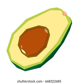 Isolated geometric cut avocado on a white background, Vector illustration