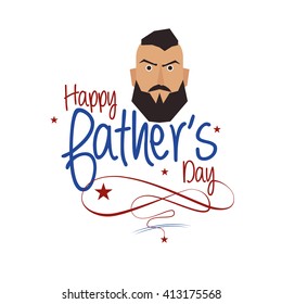 Isolated geometric dad face on a white background with text