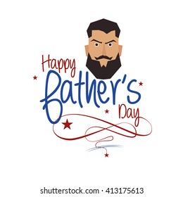 Isolated geometric dad face on a white background with text