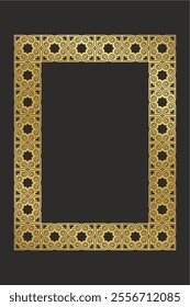 Isolated geometric gold frame. Luxury frame template for card, invitation, cover. Vector illustration