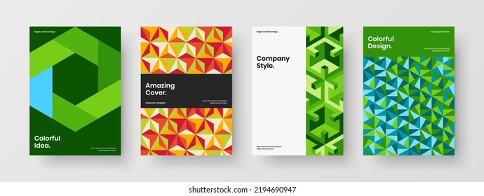 Composición del concepto de banner de hexágonos geométricos aislados. Conjunto de plantillas de vectores de diseño A4 de postal de moda.