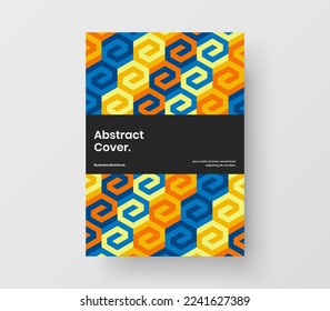 Concepto de folleto de hexágonos geométricos aislados. Plantilla vectorial de diseño de la lista de mano a la moda.