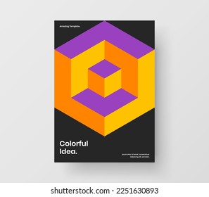 Isolated geometric hexagons placard illustration. Premium brochure A4 vector design concept.