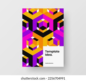 Isolated geometric hexagons placard template. Multicolored magazine cover A4 design vector illustration.