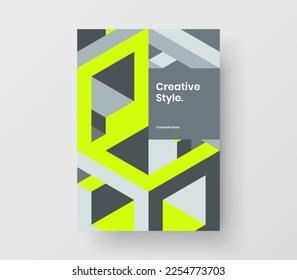 Isolated geometric hexagons postcard illustration. Unique brochure design vector concept.