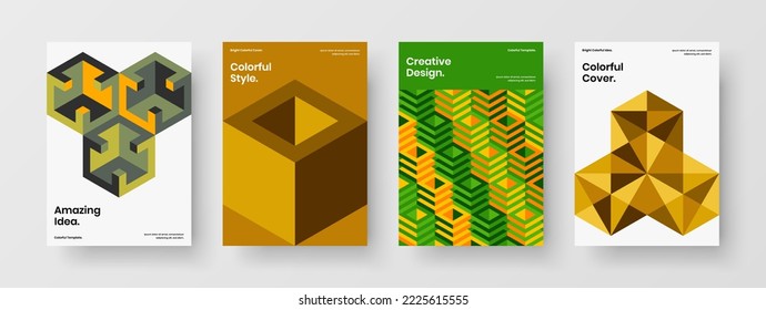 Isolated geometric hexagons presentation concept set. Minimalistic placard vector design illustration bundle.