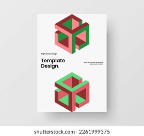 Isolated geometric pattern company cover template. Trendy placard A4 design vector illustration.