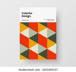 Isolated geometric pattern handbill template. Modern book cover vector design illustration.