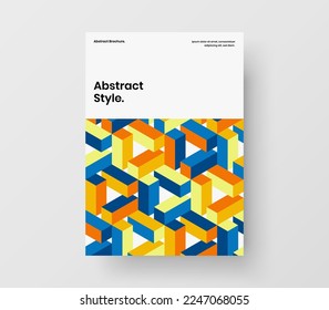 Isolated geometric pattern magazine cover template. Abstract corporate brochure A4 design vector concept.