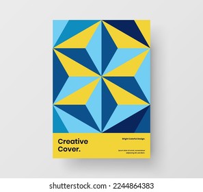 Isolated geometric pattern presentation concept. Vivid placard A4 vector design layout.