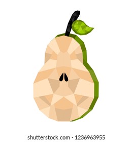 Isolated geometric pear cut. Low Poly. Vector illustration design