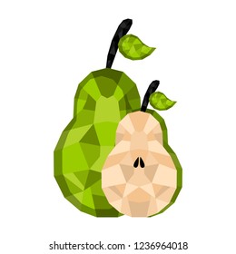 Isolated geometric pear cut. Low Poly. Vector illustration design