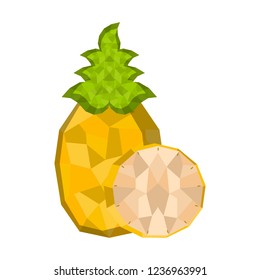 Isolated geometric pineapple cut. Low Poly. Vector illustraton design