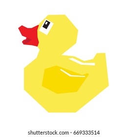 Isolated geometric rubber duck on a white background, Vector illustration