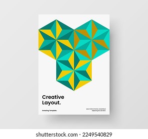 Isolated geometric shapes annual report layout. Fresh company identity A4 vector design template.